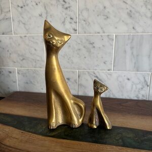 Vintage Pair of MCM Brass Cats